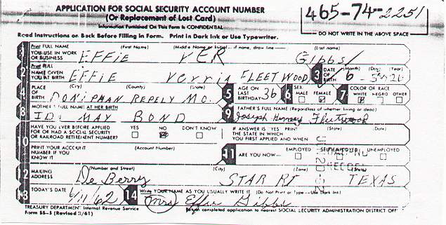Effie Fleetwood-Gibbs's SS-5 Application