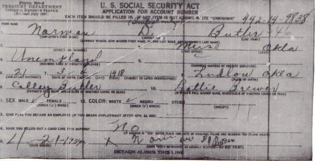 Norman "Dink" Butler's SS-5 Application